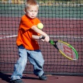 Five-year-old Keaton Willgohs works on his serve at the tennis courts in Herb Tintes Park in West Fargo on Thursday, October 6, 2011. Willgohs and his mom, Emily, frequently hang out in the park and play. Carrie Snyder / The Forum