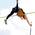 Fargo South’s Brock Larson set an overall state meet record for the boys pole vault with a height of 15-6 feet put during the North Dakota State Track meet at the Community Bowl in Bismarck on Saturday. Carrie Snyder / The Forum